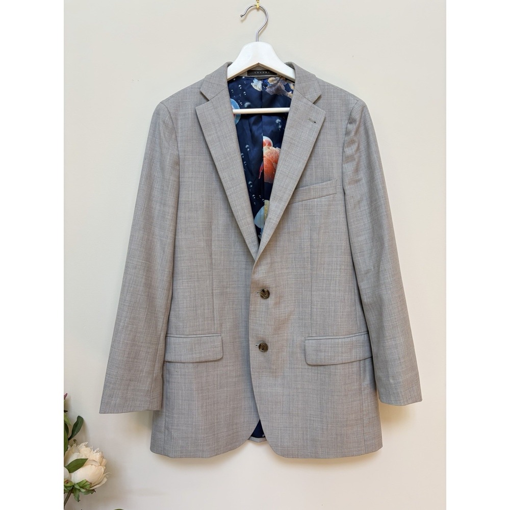 Indochino Luxury Wool Cashmere Blazer 40R Gray Jellyfish Lining Custom